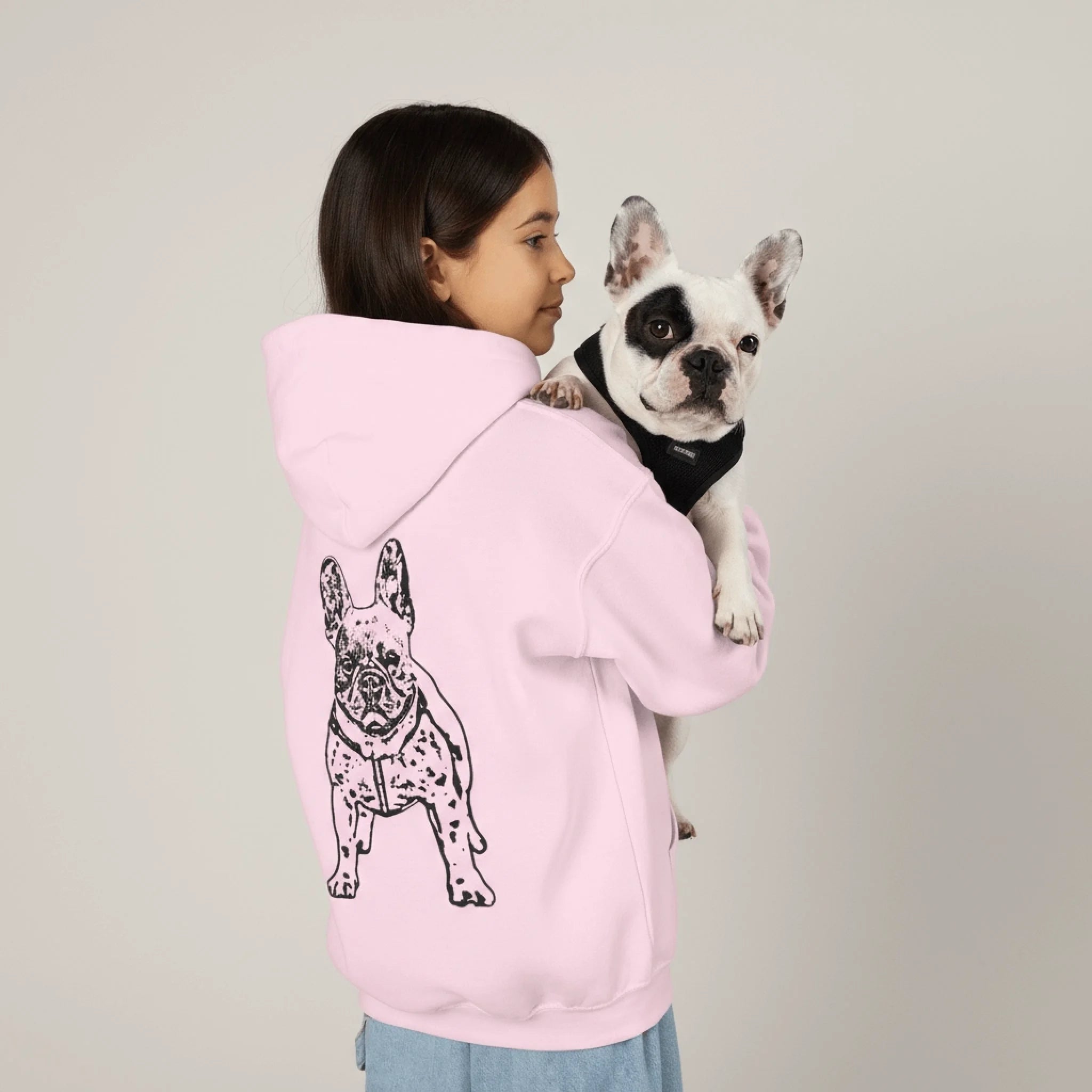 Girl Hugging French Bulldog (1)