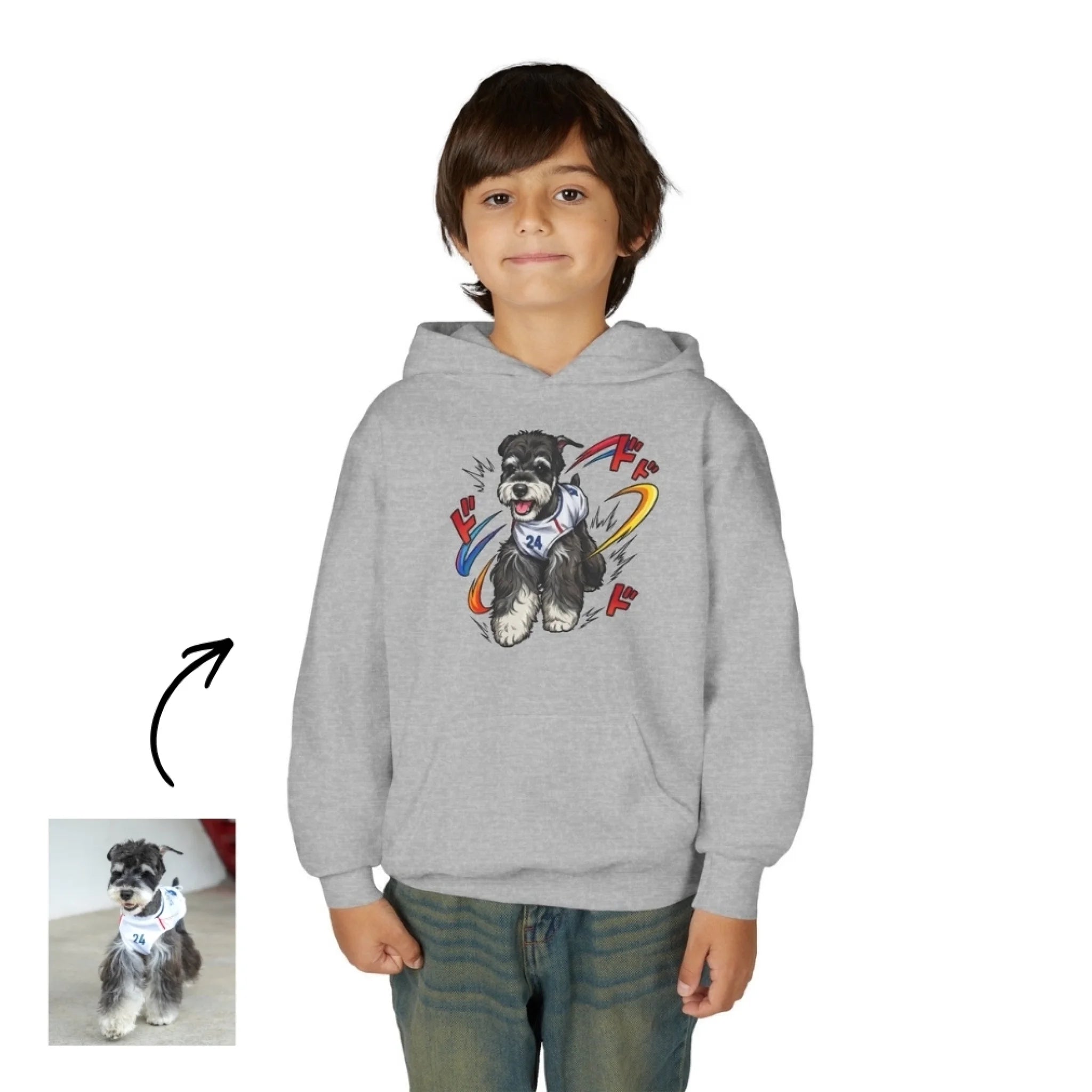 Custom Youth Hoodie with pet portrait