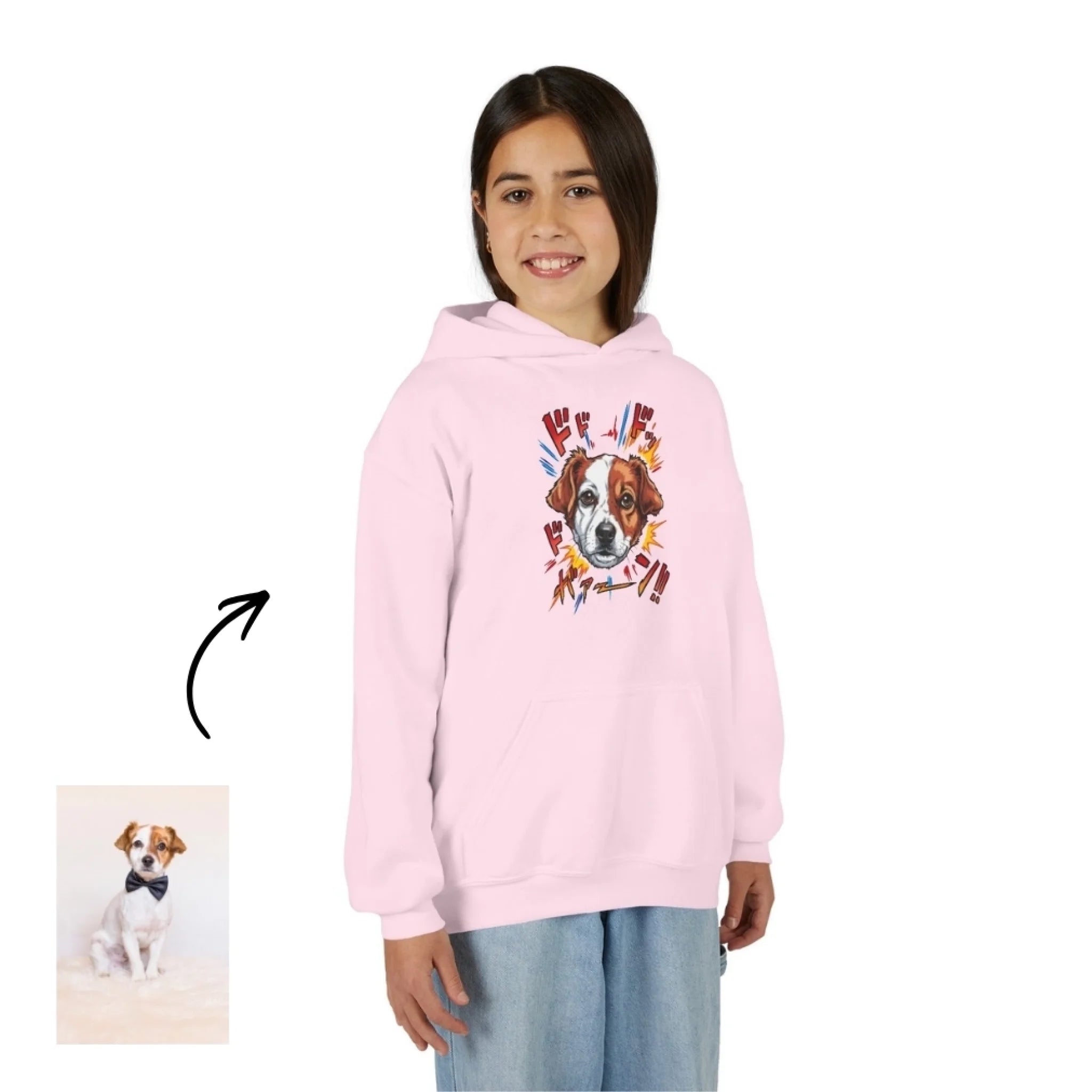 Custom Youth Hoodie with pet portrait 2