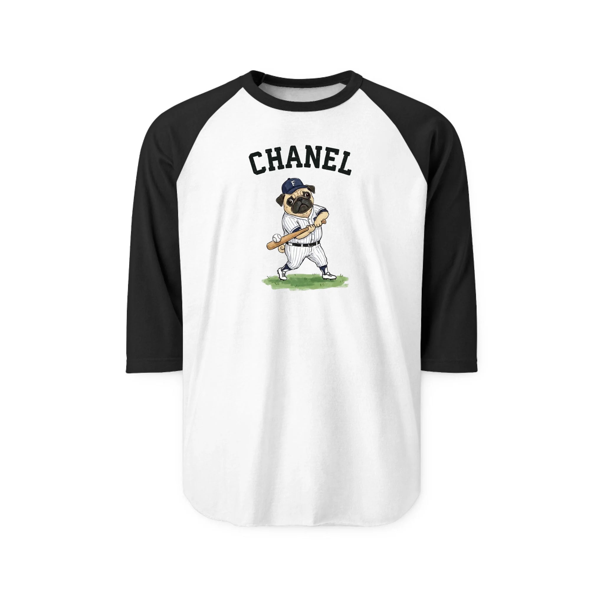 Retro Sport 3/4 Sleeve Raglan Custom Unisex Tee - Black