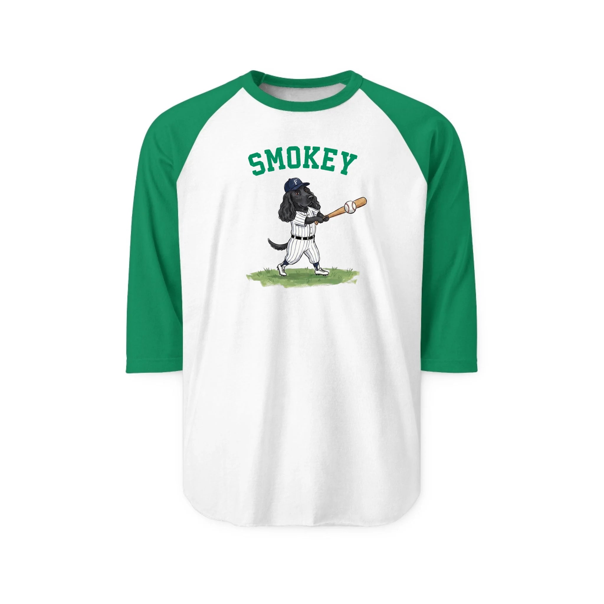 Retro Sport 3/4 Sleeve Raglan Custom Unisex Tee - Green