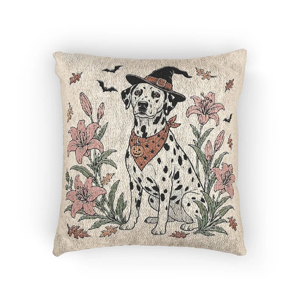 Custom Halloween Pet Countryside Woven Pillow