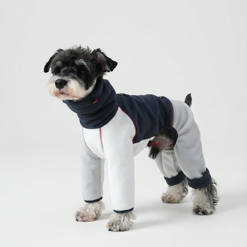 Color-Block Fleece Dog Jumpsuit