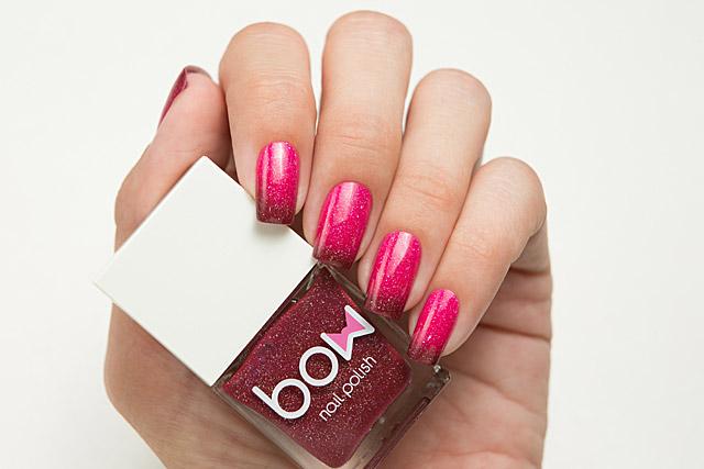 Lollipolish bow polish neon pink burgundy red Temperature reactive thermal nail polish - Left Behind