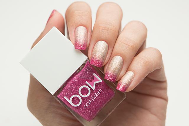 Lollipolish bow polish gold golden beige raspberry pink Temperature reactive thermal nail polish - Composure