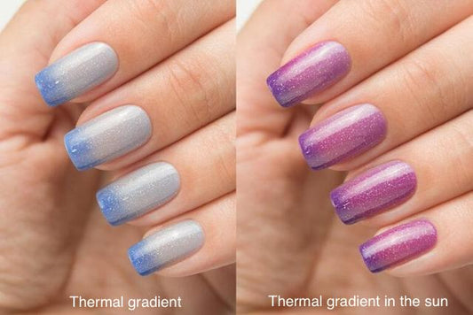 Lollipolish bow polish blue grey raspberry pink purple thermal Temperature reactive & UV responsive nail polish - Paradox