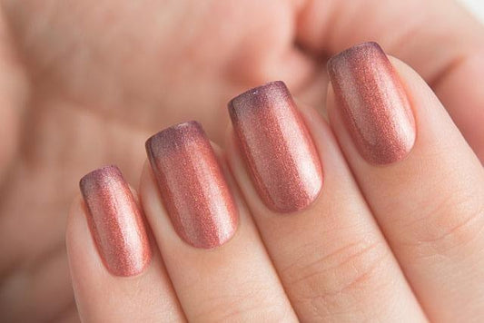 Lollipolish Dance Legend bow polish pinky peach purple thermal nail polish- In Plain Sight