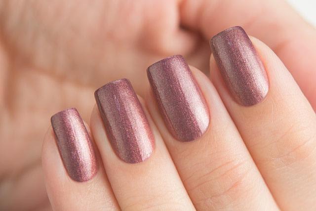 Lollipolish Dance Legend bow polish pinky peach purple thermal nail polish- In Plain Sight