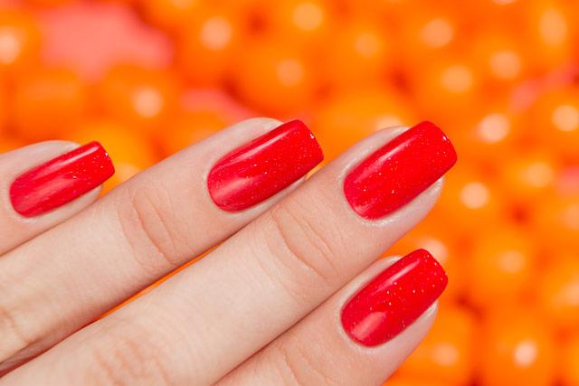 Lollipolish bow polish red orange Temperature reactive thermal nail polish - Thermo Top Coat Red